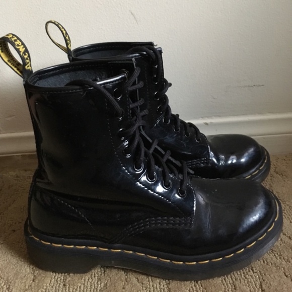 black patent doc martens size 4